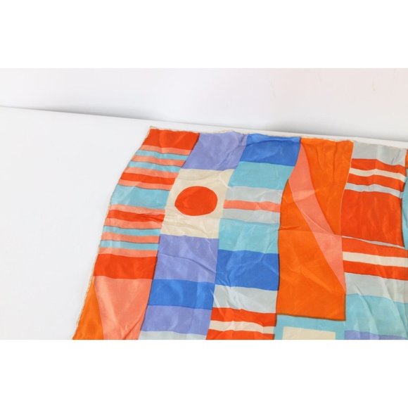 Vtg 60s 70s Mid Century Modern Elsa Schiaparelli Geometric Silk Scarf Wrap USA - Picture 2 of 7